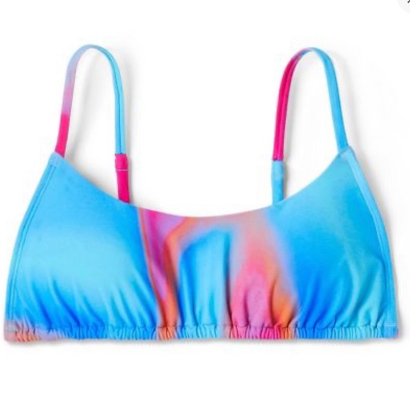 WILD FABLE BLUE MARBLE PRINT BIKINI TOP WOMENS TUNNEL FRONT BRALETTE NWT - Picture 1 of 4